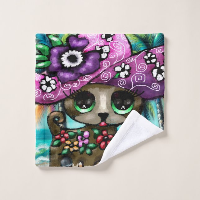 Toalha De Rosto Cachorro chihuahua de férias em palmeiras (Pano de lavar)