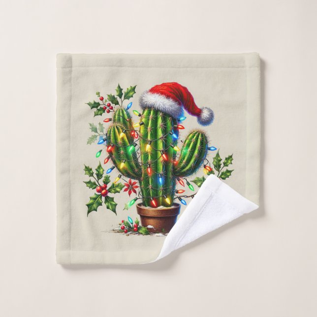 Toalha De Rosto Cacto de Natal ocidental festivo (Pano de lavar)