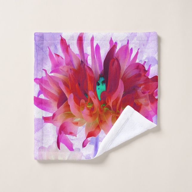 Toalha De Rosto Cactus Dahlia Vermelho e Rosa Quente (Pano de lavar)