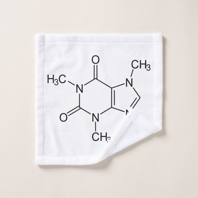 Toalha De Rosto Caffeine Molecule Chemistry Átomos de café (Pano de lavar)