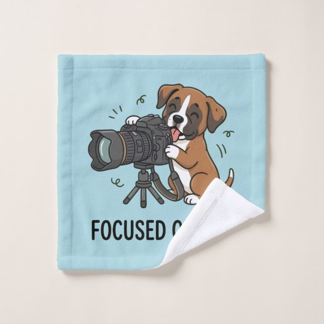 Toalha De Rosto Caixa Divertida de Fotógrafo de Cachorro Boxer Ado (Pano de lavar)