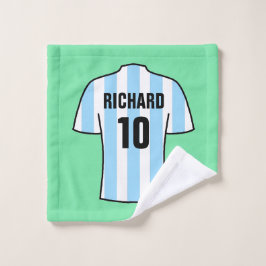 Toalha De Rosto Camisa de futebol em tiras azuis claras Lava pano