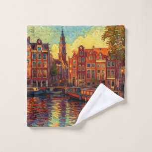 Toalha De Rosto Canal Amsterdã guarda estilo van Gogh