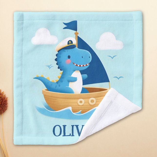 Toalha De Rosto Capitão de Barco de Dino Azul (Criador carregado)