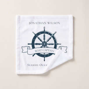 Toalha De Rosto Capitão Náutico do Barco Personalizado
