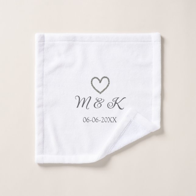 Toalha De Rosto Carta moderna do nome do casal de casamento do Sil (Pano de lavar)
