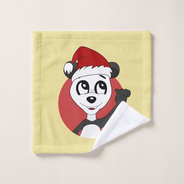 Toalha De Rosto Cartoon de Natal com um belo panda de lavagem de u (Pano de lavar)