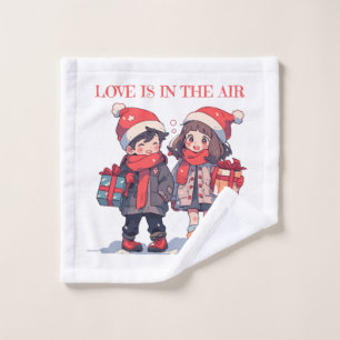 Toalha De Rosto Casal de Natal - O amor está no ar