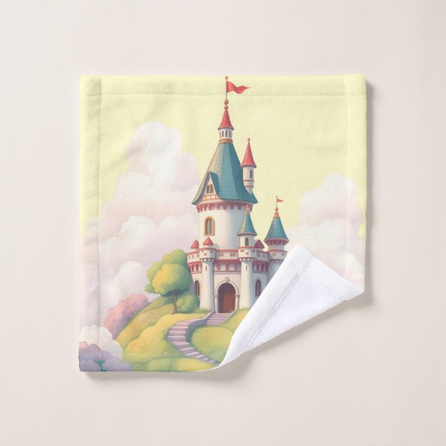 Toalha De Rosto Castelo caprichoso com jardim verde (Pano de lavar)