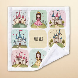 Toalha De Rosto Castelo de Leite Adorável e Doodles Princesas