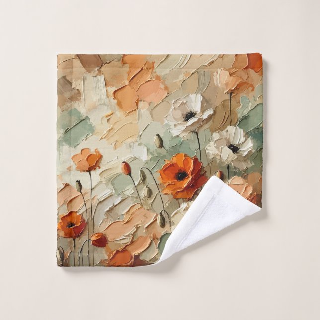 Toalha De Rosto Cenário Floral Pintado (Pano de lavar)