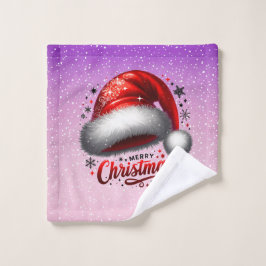 Toalha De Rosto Chapéu de Papai Noel Escarlate com Brilho
