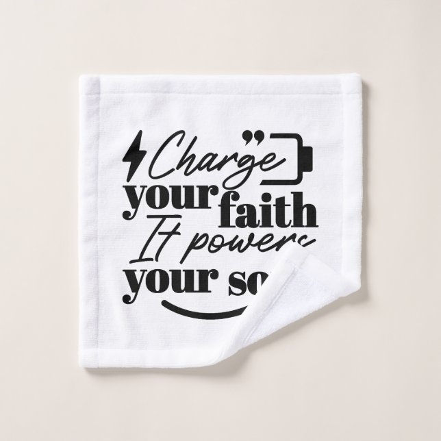 Toalha De Rosto Charge Your Faith – Christian Inspirational Quote  (Pano de lavar)