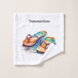 Toalha De Rosto chinelos coloridos com cores aquáticas personalizá