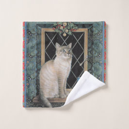 TOALHA DE ROSTO CHRISTMAS CAT FACE FLANNEL