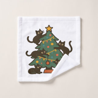 Toalha De Rosto Christmas Cats Around The Tree Holiday Classic