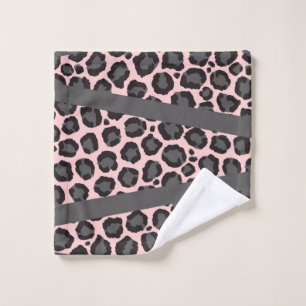 Toalha De Rosto Cinza Negra Rosa Menor Menor Menino Leopardo Chita