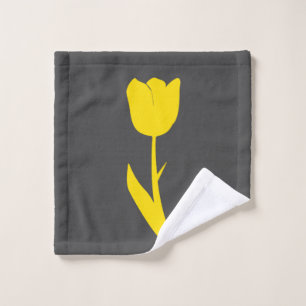 Toalha De Rosto Cinza Ouro Amarelo Tulipas Escuras cinzas Grande F