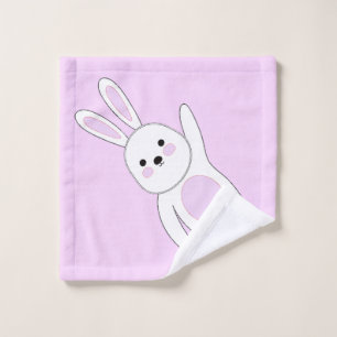 Toalha De Rosto Coelho. Branco e rosa