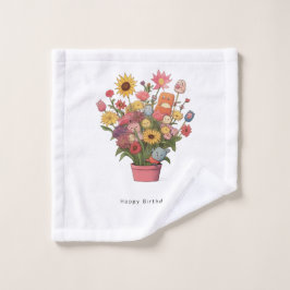 Toalha De Rosto Colorido buquê de aniversário de vidro floral flor