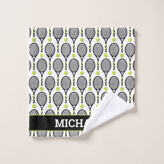 Toalha De Rosto Com o nome 🎾 preto, verde, tênis branco 🎾 (Pano de lavar)