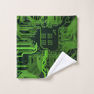 Toalha De Rosto Conselho de Circuito Eletrônico Verde de Nerd Extr
