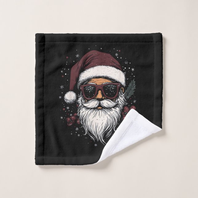 Toalha De Rosto Cool Santa with Sunglasses Christmas (Pano de lavar)