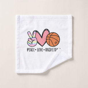 Toalha De Rosto Coração de Basquete Peace Love para Mulheres Adole
