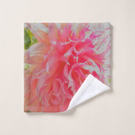 Toalha De Rosto Coral Elegante e Dália Decorativa Rosa