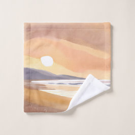 Toalha De Rosto Costa do Pôr do Sol Amarelo | Pintura Arejada em A