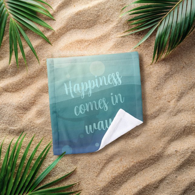 Toalha De Rosto Cota de Vida Útil da Sereia Personalizada Ondas Aq (Happiness comes in waves! Perfect wash cloth for the mermaid! Add your own quote)