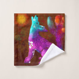 Toalha De Rosto Coyote Abstrato Art Saguaro Cactus Desert Brown