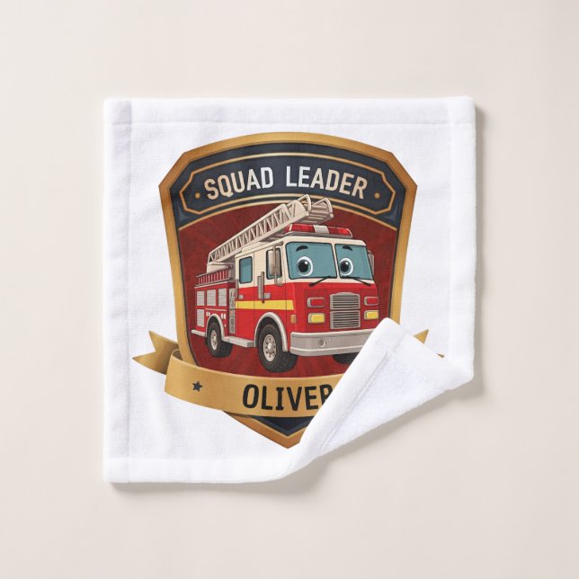 Toalha De Rosto Crachá Personalizado de Bombeiro Fofo (Pano de lavar)