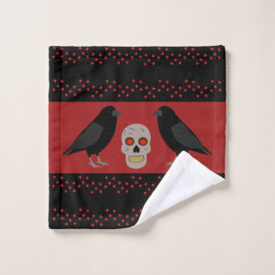 Toalha De Rosto Crânio gótico e o Guardião Ravens no Halloween