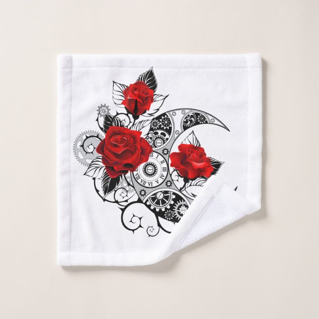 Toalha De Rosto Crescente Mecânico com Rosas vermelhas (Pano de lavar)