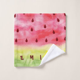 Toalha De Rosto Crianças Personalizadas de Melancia Verde Vermelha