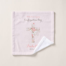 Toalha De Rosto Cruzamento floral de confirmação de cor-de-rosa br