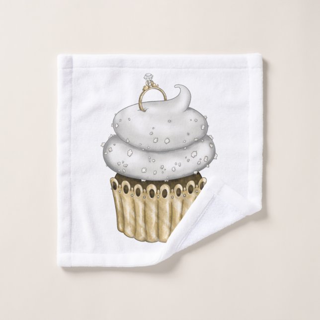 Toalha De Rosto Cupcake Noivado doce (Pano de lavar)