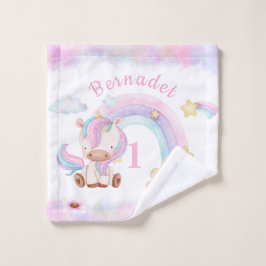 Toalha De Rosto Cute Baby Unicorn Rainbow Kids Lave Cloth
