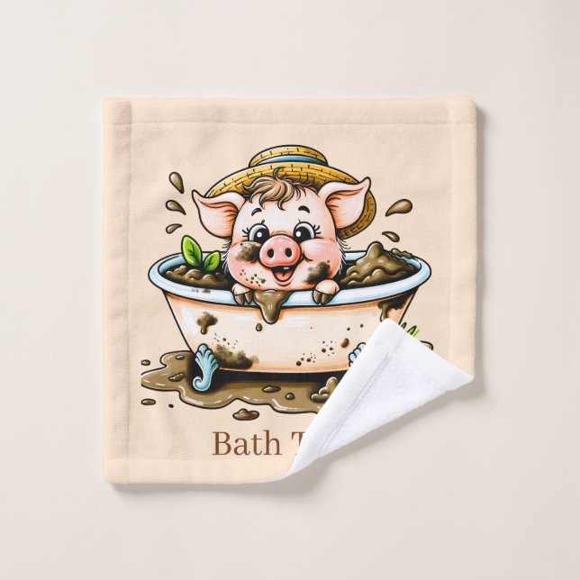 Toalha De Rosto Cute bath time pig customizable  (Pano de lavar)