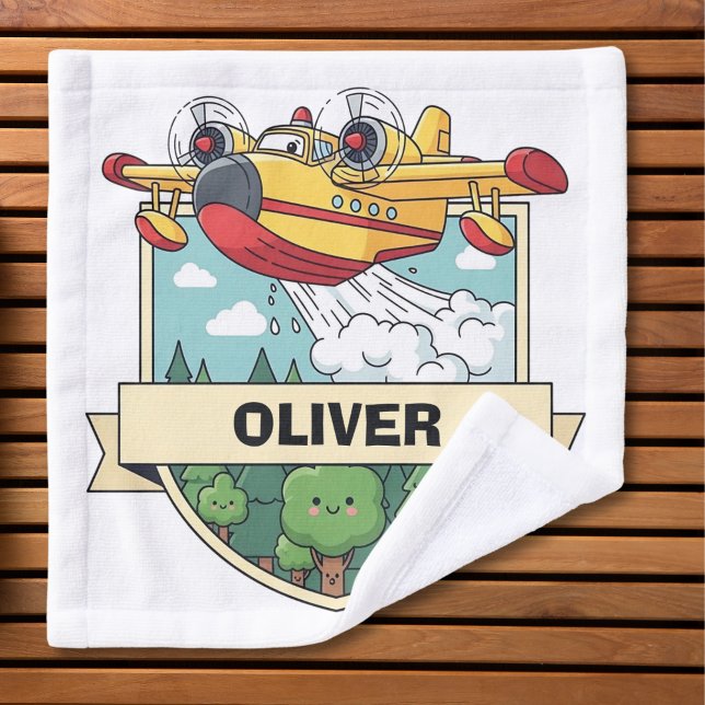 Toalha De Rosto Cute Firefighting Plane Badge (Criador carregado)
