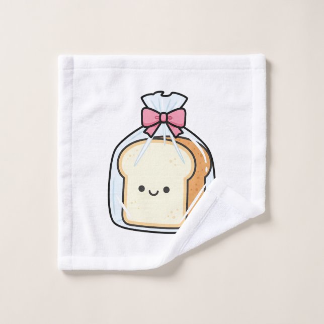 Toalha De Rosto Cute Kawaii Cartoon Illustration of Sliced Bread  (Pano de lavar)