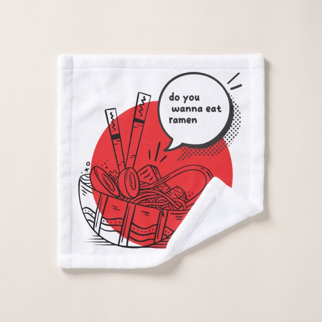 Toalha De Rosto Cute Kawaii Ramen - Funny Japanese Food  (Pano de lavar)