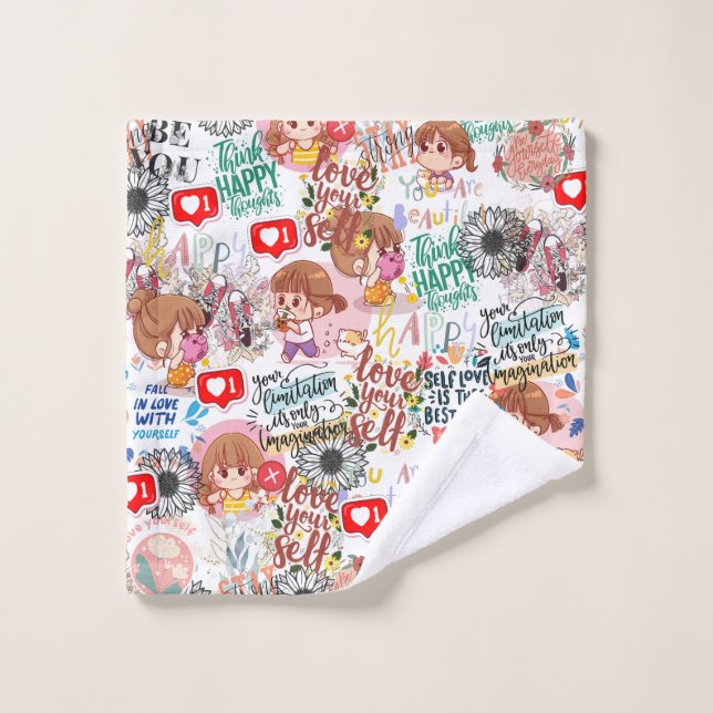 Toalha De Rosto Cute Motivational – Positive Quote Kawaii  (Pano de lavar)
