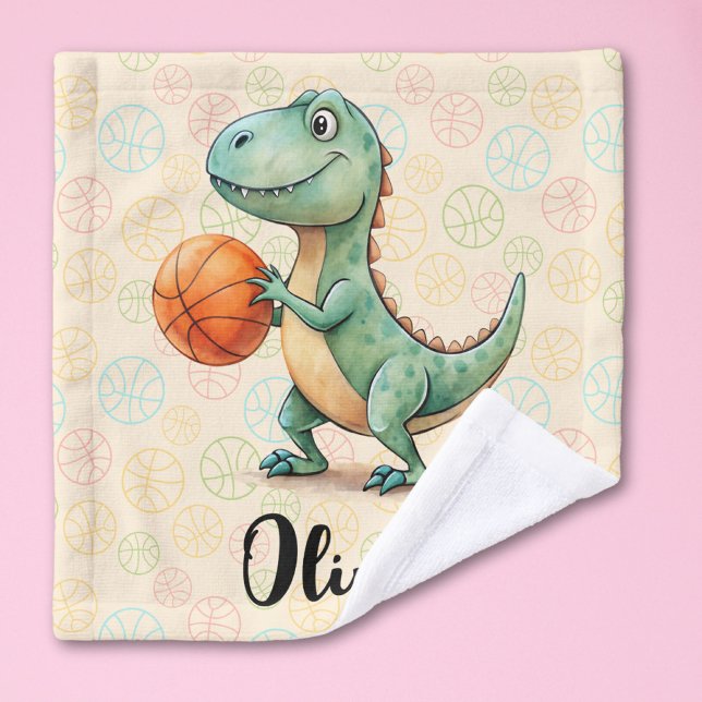 Toalha De Rosto Cute Trex Jogando Basquete Personalizado (Criador carregado)