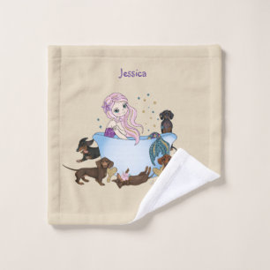 Toalha De Rosto Dachshund Mermaid Wash Cloth
