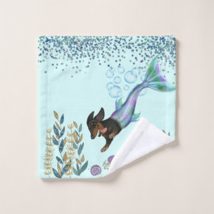 Toalha De Rosto Dachshund Mermaid Wash Cloth