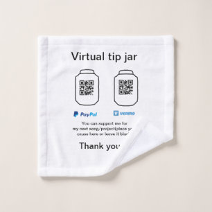 Toalha De Rosto Dádiva virtual jar q r código doação de moeda PayP