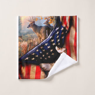 Toalha De Rosto Deer Hunting USA Flag Blanket