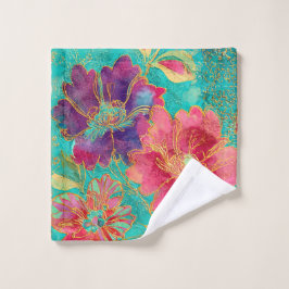 Toalha De Rosto desenho de flores exóticas